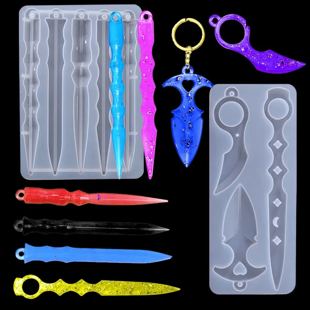 Brelok do samoobrony formy DIY żywica epoksydowa silikonowa forma wisiorek brelok do kluczy samoobrona broń zabawka rzemiosło do żywicy mały nóż