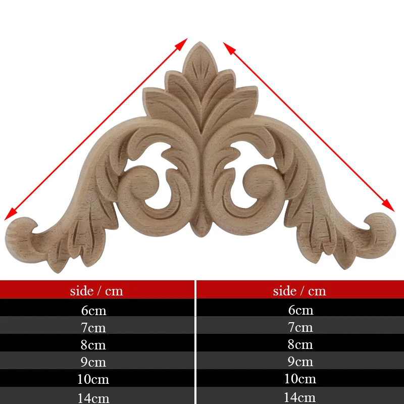 VZLX Carved Unpainted European Exquisite Floral Leaves Rubber Furniture Window Corner Wood Applique Figurines Vintage Home Deco