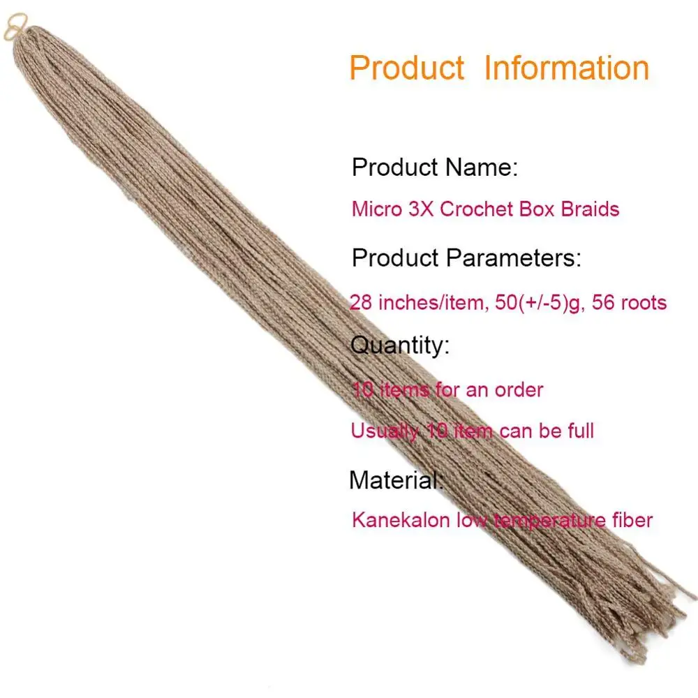 Synthetic Micro Zizi Braids Hair Extensions 28inch Brown Blue Red Crochet Box Braids Hair For Women Girls