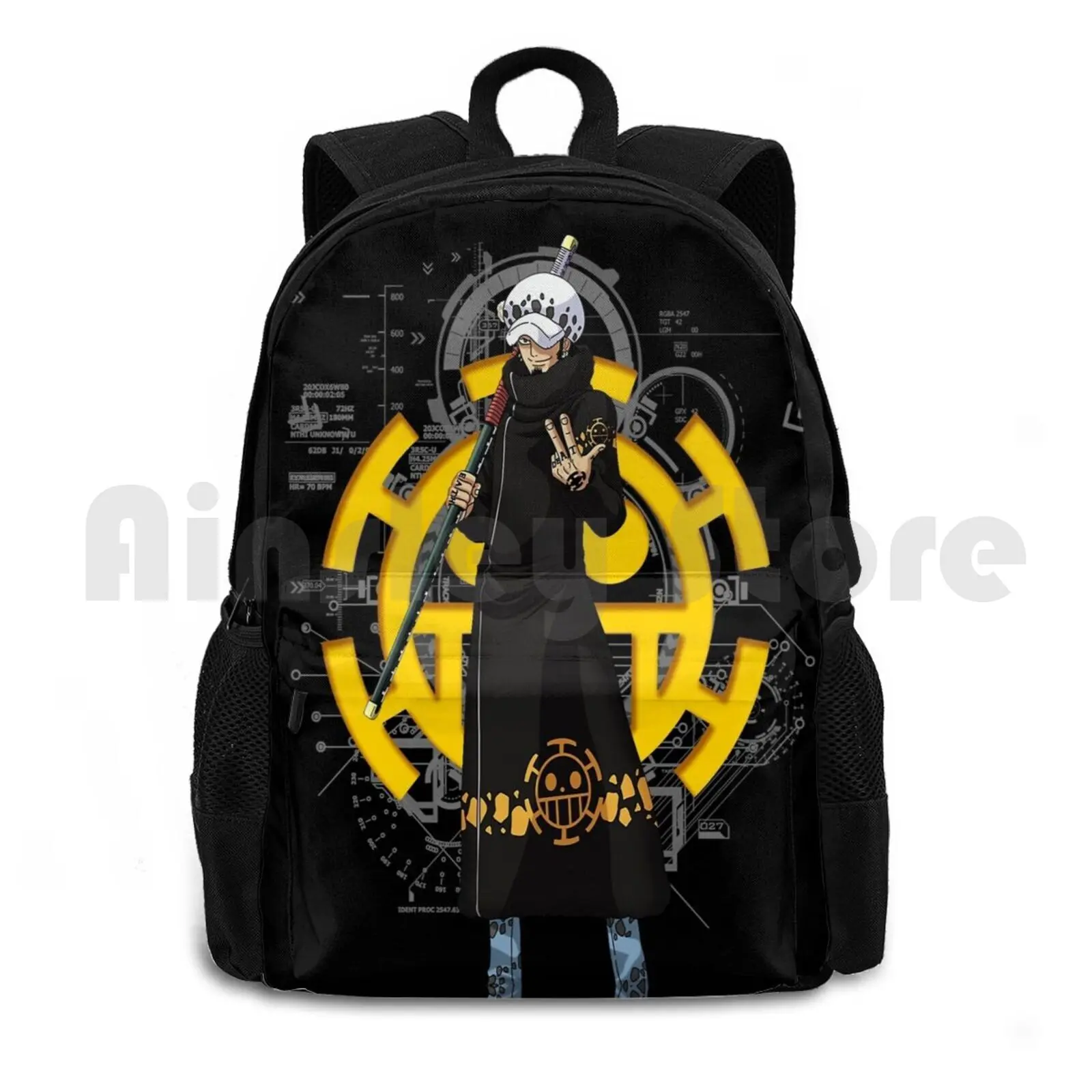 

Trafalgar Law Outdoor Hiking Backpack Waterproof Camping Travel Luffy Manga Anime Shambles Of Death Death Cartoons