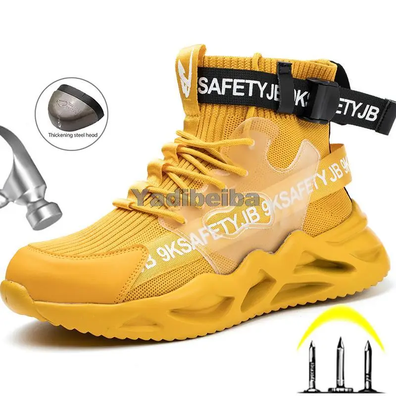 Work Safety Boots Men Women Shoes Steel Toe Safety Work Shoes Indestructible Shoes Anti-smash Fashion Sneakers Work Footwear