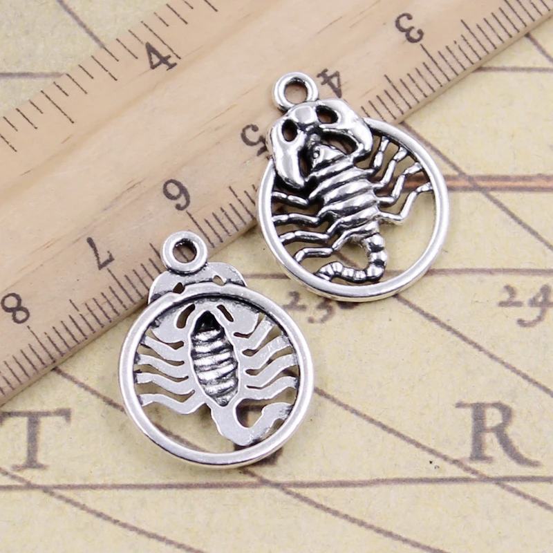 10pcs Charms Scorpion Scorpio Zodiac 26x19mm Tibetan Silver Color Pendants Antique Jewelry Making DIY Handmade Craft