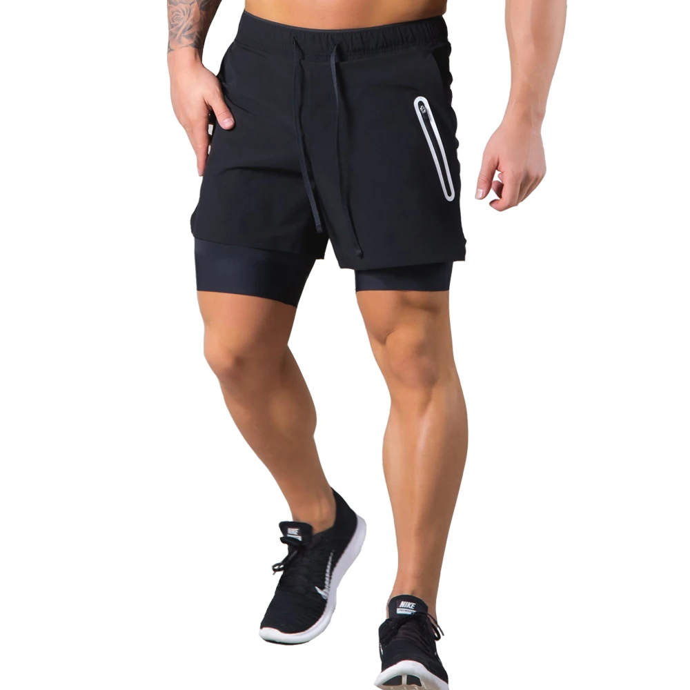 

New running shorts summer men's gym fitness bodybuilding training quick-drying shorts men's jogging running sports 2-in-1 shorts