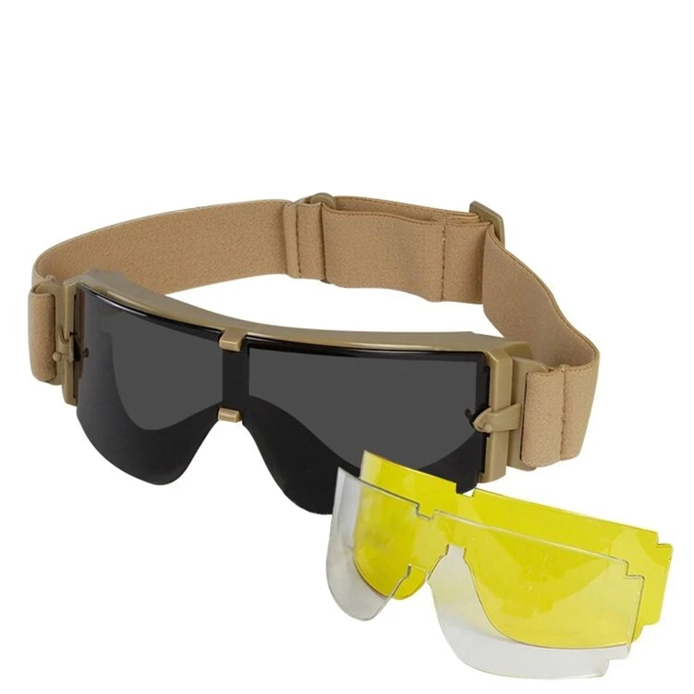 Militaire Anti Fog Goggles, Tactische Bril, Airsoft Skiën Glazen, Oogglazen, Motor Brillen, Fietsen, 3 Lens