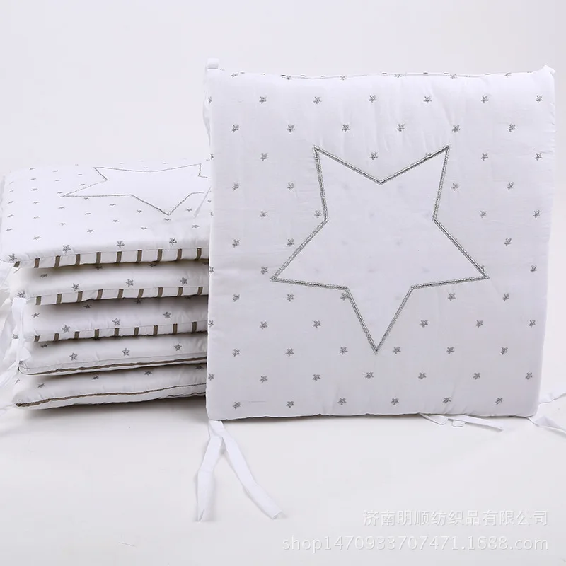 6 Pcs Baby Bed Bumper Cute Animal Star Pattern Crib Bumper Infant Cot Portector For Newborn Baby Bedding Set Pillow Soft Cushion