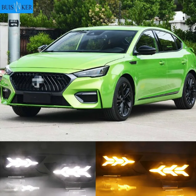 

1 Pair Car LED Daytime Running Lights White Yellow Blue Running Turn signal DRL For MG6 MG 6 2020 Fog Lamp Covers