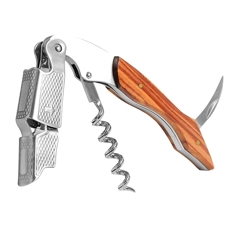 LMETJMA Professional Wine Opener Waiters Corkscrew Wine And Beer Bottle Opene With a Comfortable Rosewood Handle KC0316