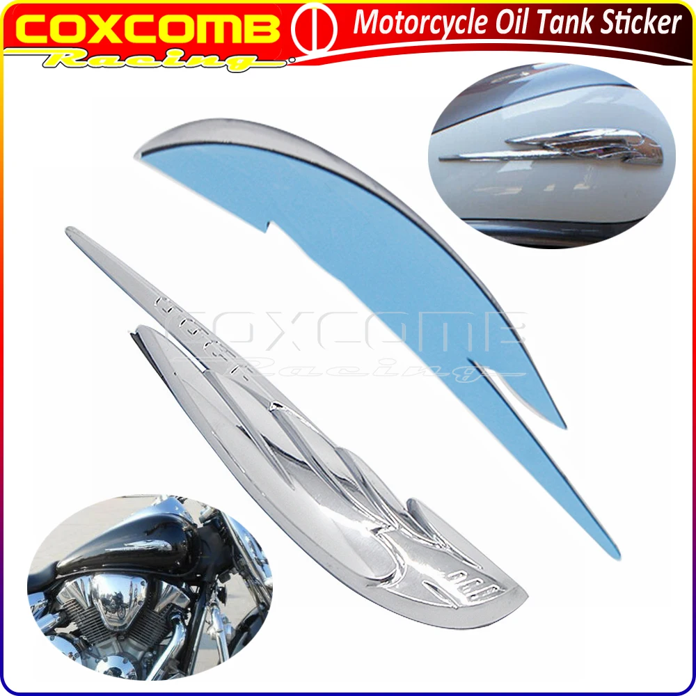 

1Pair Motorcycle Chrome Gas Tank Emblem Badge Decal 3D Stereo Stickers For Honda VTX 1300 C/R/S VTX1300 VTX1300S VTX1300R