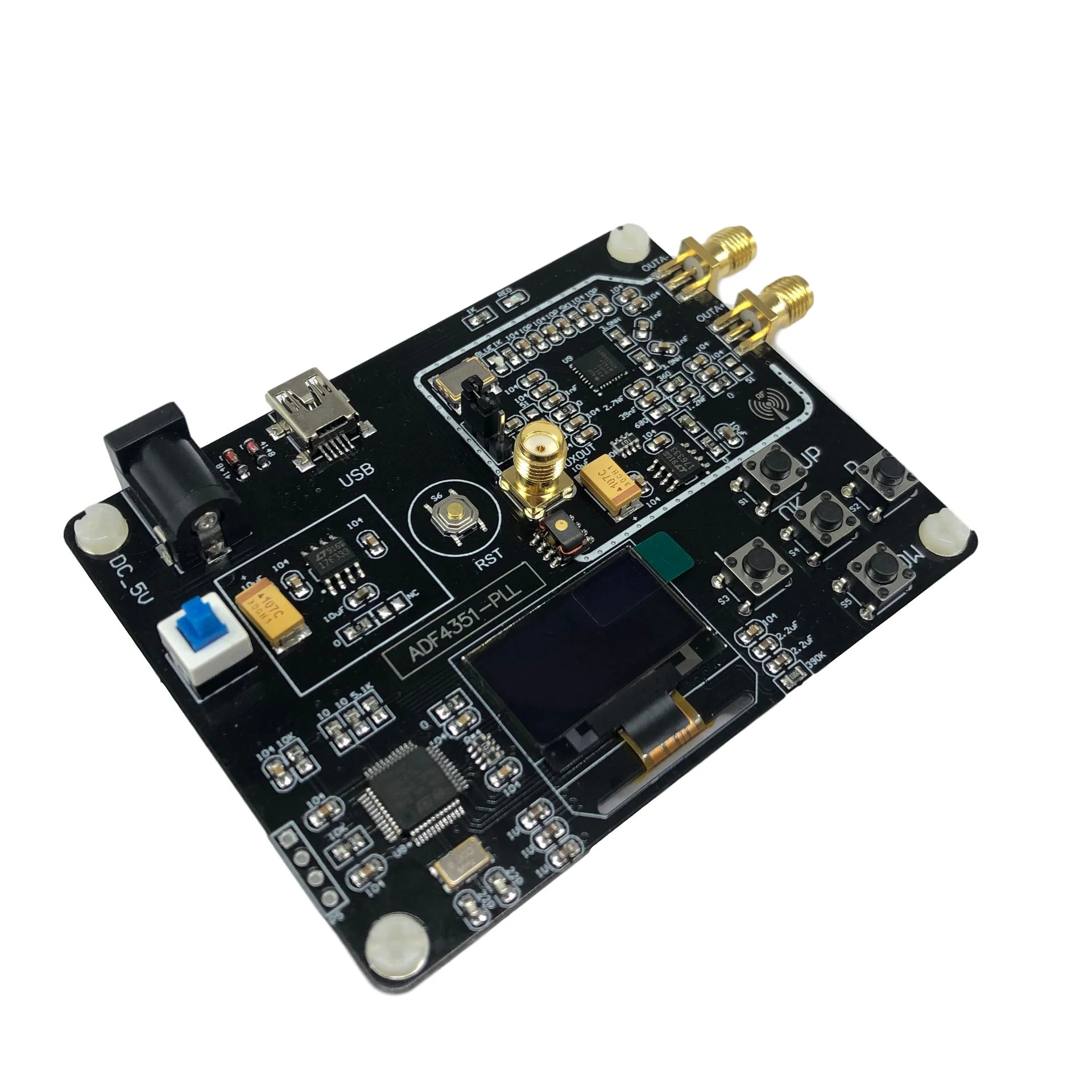 ADF4351 OLED لوحة تطوير العرض RF المهنية 35M-4.4G وحدة مولد إشارة دقيقة منفذ USB تردد المزج