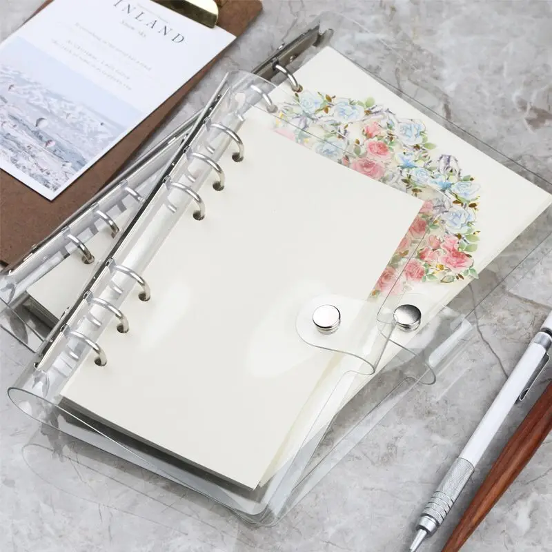 A6 A5 Black Transparent Loose Leaf Binder Notebook Inner Core Cover Note Book Journal Planner Office Stationery Supplies