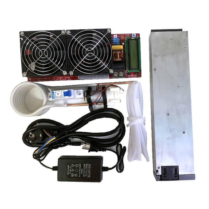 3000W 55A ZVS High Frequency Induction quenching melting Heater Module+ Coil +pump +power supply+crucible