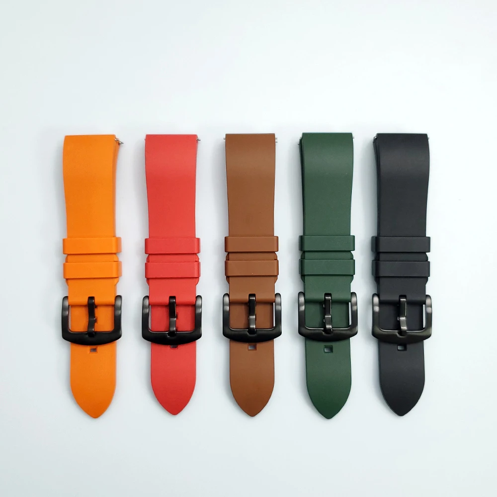 22 20mm Fluorine Rubber Strap for Xiaomi Huami Amazfit Watch Silicone Band Watchband for Amazfit Stratos 3 GTR GTS Bip Bracelet