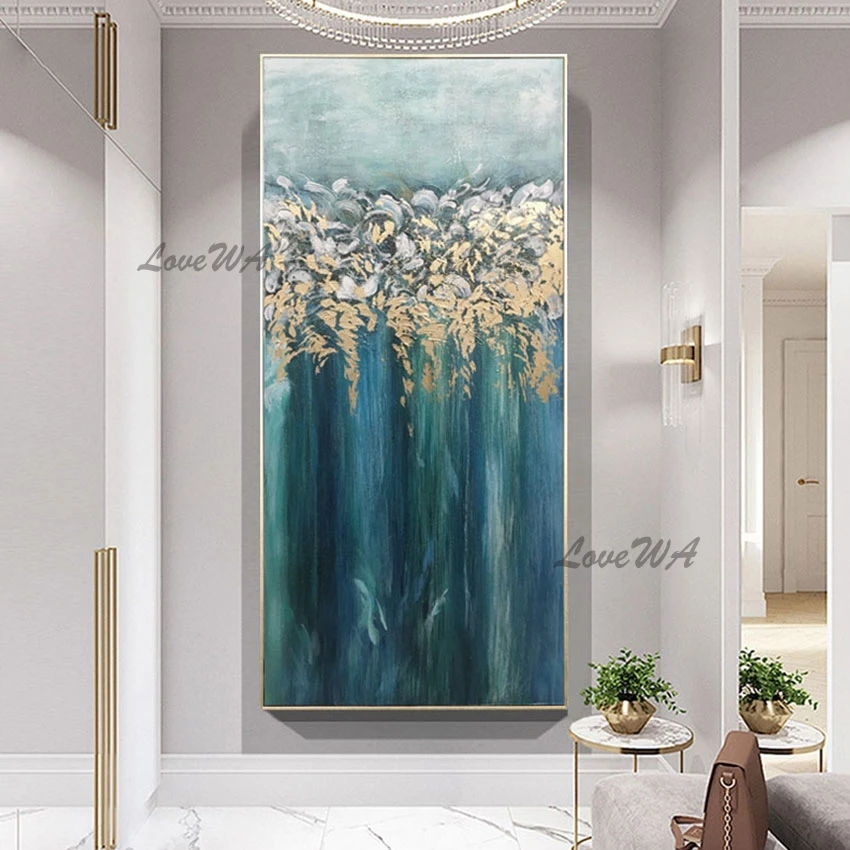 

New Style Gold Foil Canvas Abstract Oil Painting Hand Painted Wall Art Picture For Hotel Custom Artwork Home Decor No Framed