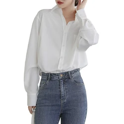 Womens Tops En Blouses Revers Effen Kleur Pocket Vintage Shirt Lange Mouw Professionele Ol Top