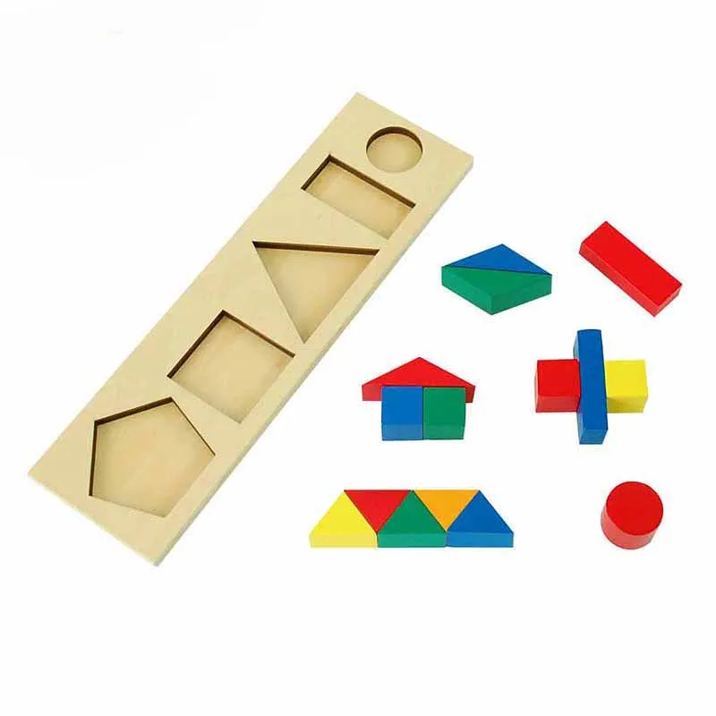 

Montessori Sensorial Combined Geometry Disk Multiple Geometry Stitching Exercise Mathematics Thinking Math Game Toys for Childre