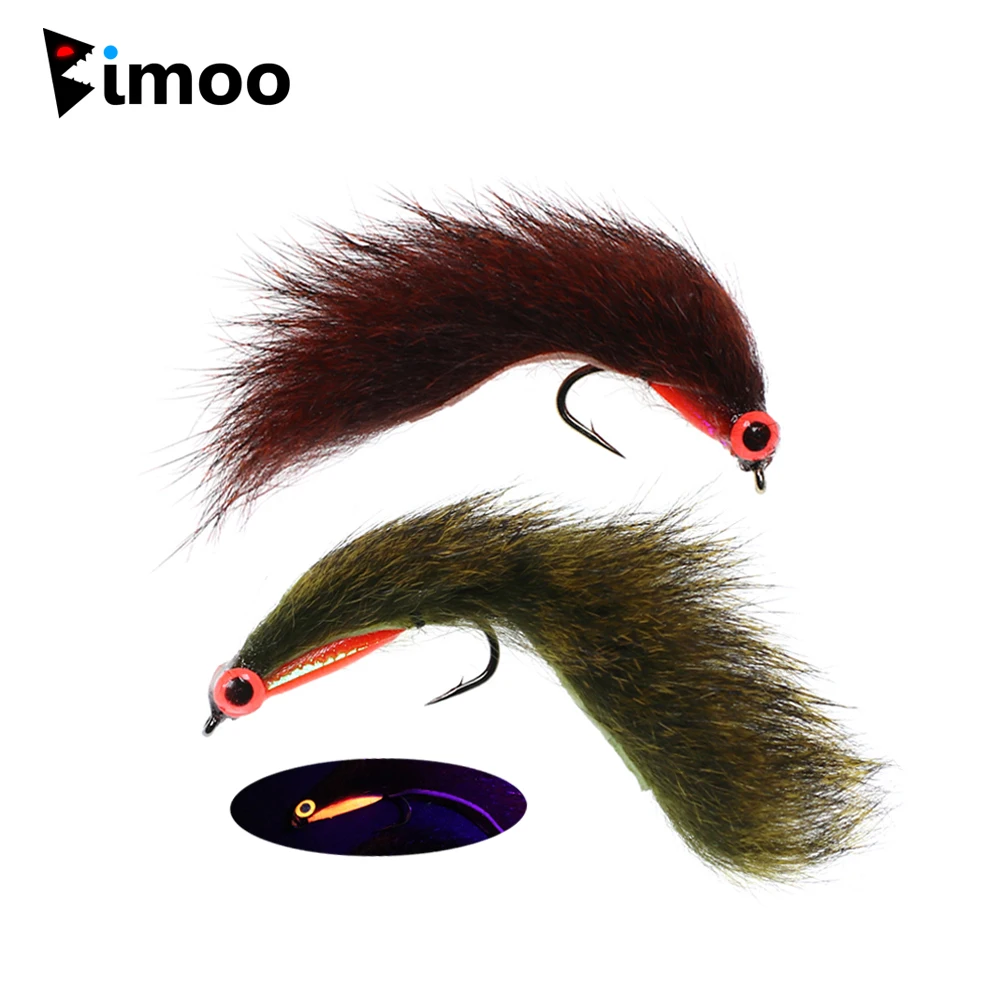 

Bimoo 4PCS #6 #8 UV Squirrel Strip Zonker Streamer Fly Olive & Red Brown Steelhead Bass Trout Pike Saltwater Fishing Lure Bait