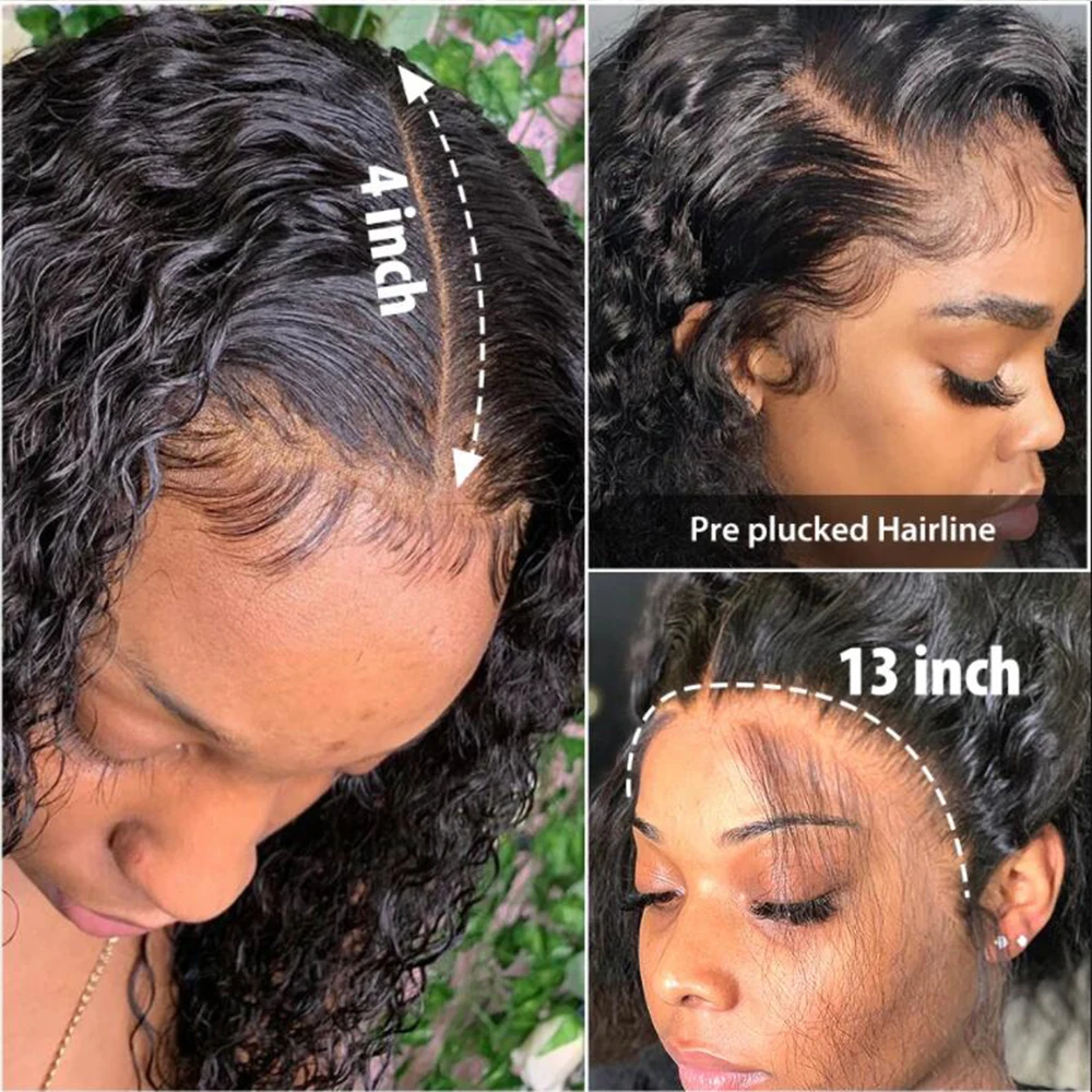 Curly Human Hair Wig 13x4 Water Wave Lace Front Wigs For Black Women Brazilian Short Bob Pre Plucked 24 26 Inch Deep Frontal Wig