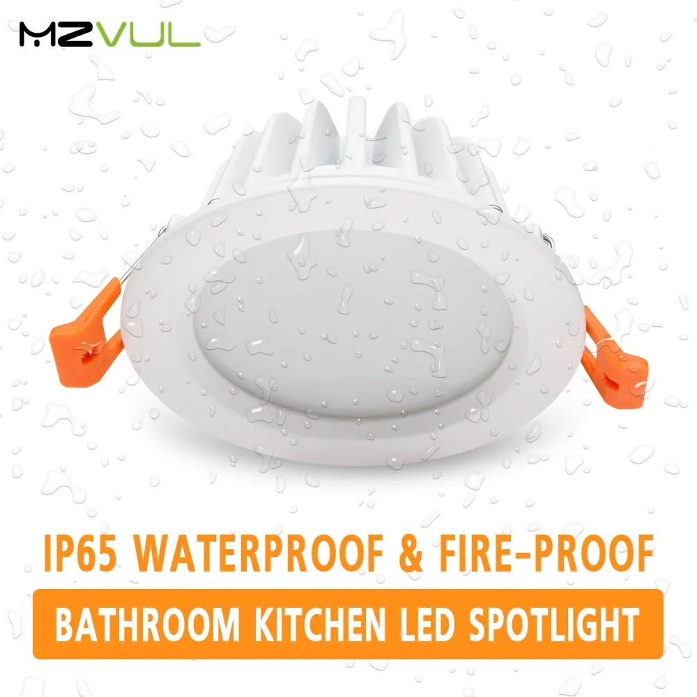 Waterproof LED Downlight 12W 15W Waterproof Recessed Ceiling lamps LED Spot Light AC220V 110V Outdoor Bathroom Spot Lighting