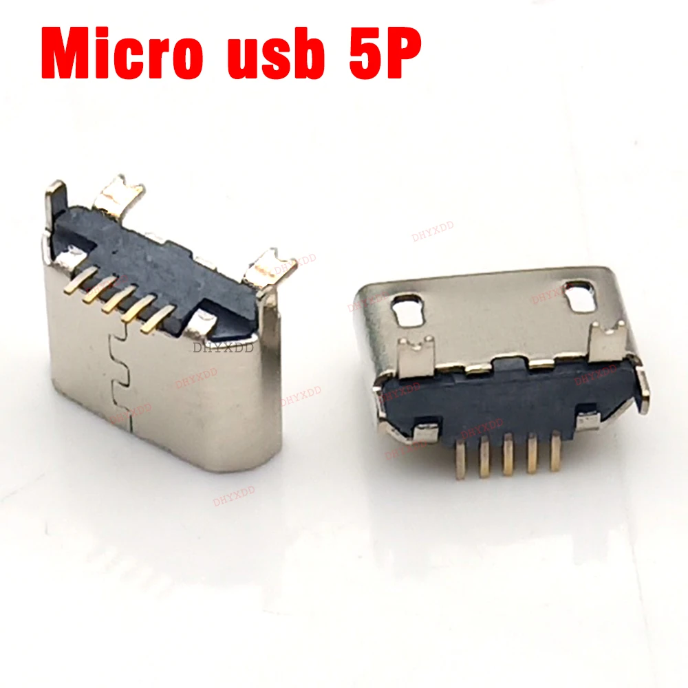 10pcs Micro USB 5pin mini Connector 90 180 Degree Vertical Patch Mobile Charging Port Jack Socket Dock