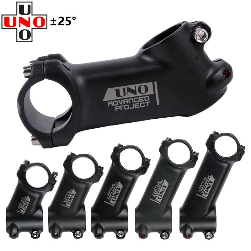 

UNO Bicycle Stem Mountain Road Bike Stem UltraLight Stem 31.8mm Handlebar Stem 25 Degree 60 70 80 90 100mm Matte Black Bike Stem