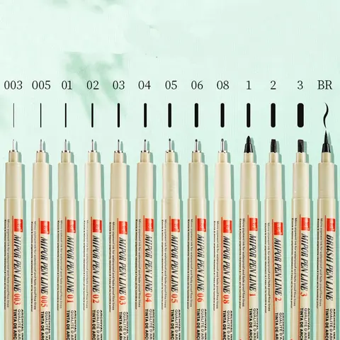 1/2/3pcs Pigma Micron Pen 003 005 01 02 03 04 05 08 1.0 2 3 Brush Art Sketch Marker Pen For Manga Soft Fineliner Drawing