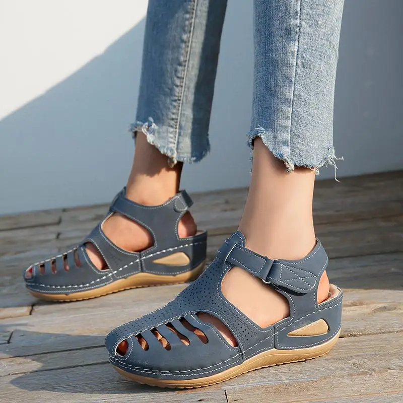 Woman Summer Vintage Wedge Sandals Buckle Casual Sewing Women Shoes Female Ladies Platform Retro Sandalias