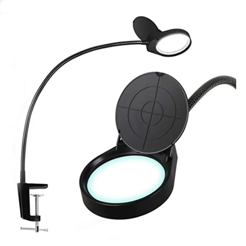 

Hot Sale Flexible Clip on Watch Repairing Magnifying Glass Light 5W Clamp Magnifier 3x10x 5x or 8x15x Magnifying Reading Light