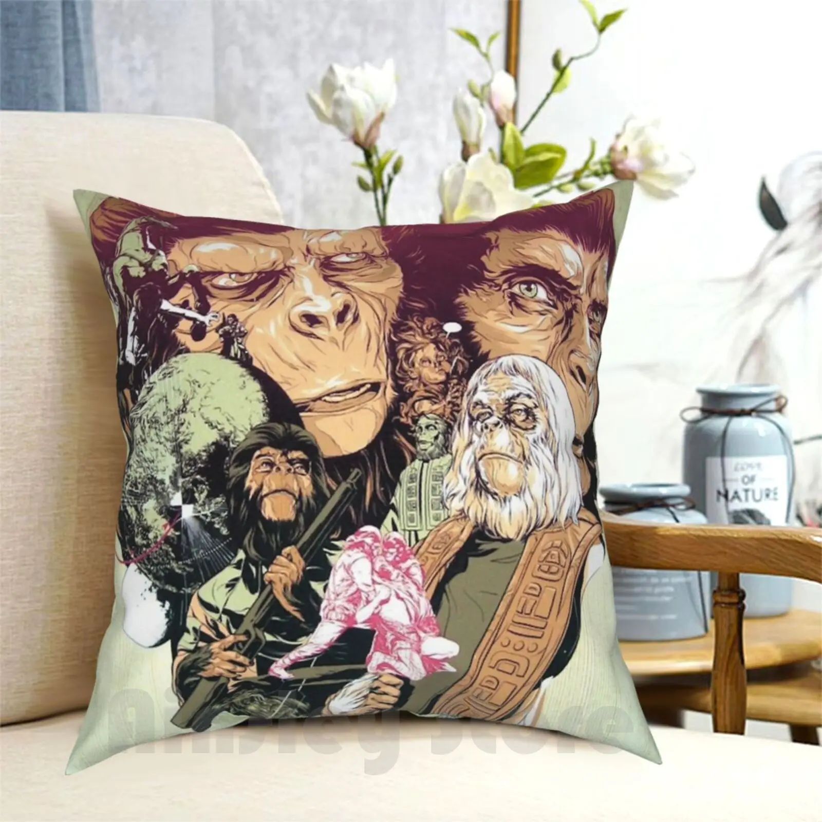 Planet Of The Apes Poster Pillow Case Printed Home Soft Throw Pillow Planet Apes Planet Of The Apes Monkey Gorillas The