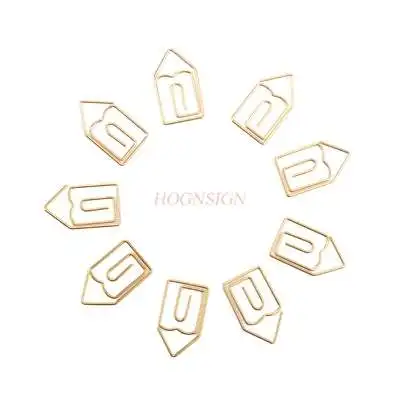 12pcs Golden House Paper Clip Pin Shaped Paper Clip Paper Clip Bookmark Cute Metal Pin