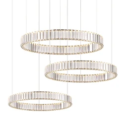 Silver Golden Stainless Steel Crystal Lucky Ring Lustre LED Chandelier Lighting Suspension Luminaire Lampen For Dinning Room