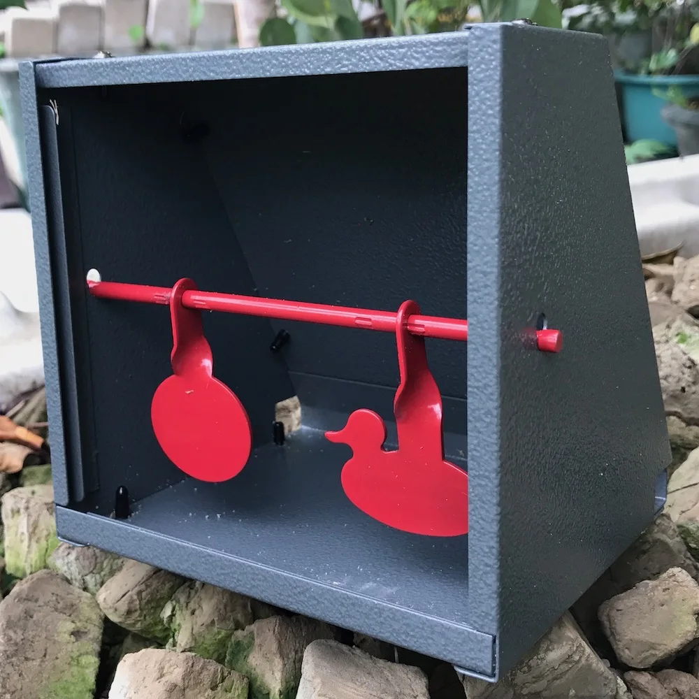 Grey Pellet Trap with 2 Red Built-in Spinner Targets-5.50“*5.50”