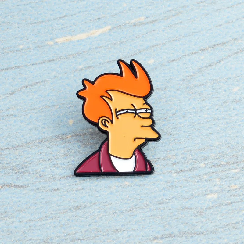 Cartoon character Philip J. Fry alloy brooch creative personality collar pin decoration backpack decorative badge