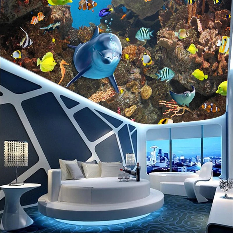 

mural Custom wallpaper 3d 0 beautiful seabed world fish creatures zenith ceiling fresco 3d wallpaper papel de parede behang