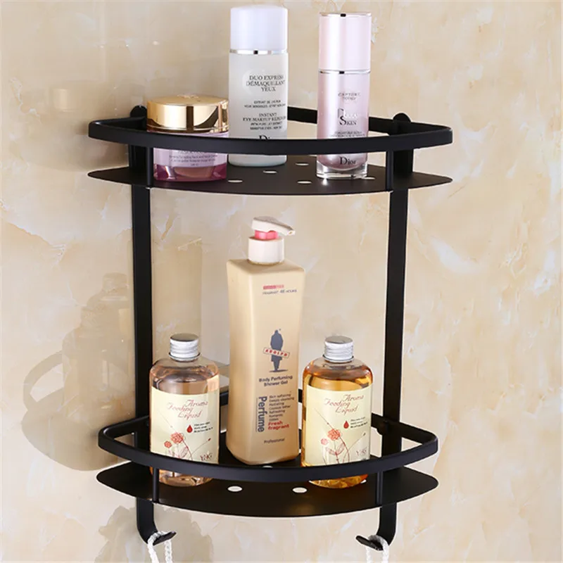 

Bathroom Corner Shelf Black 304 Stainless Steel Soap Holder Dual Tier Bathroom Shelves Bathroom Shampoo Holder Bathroom Holder