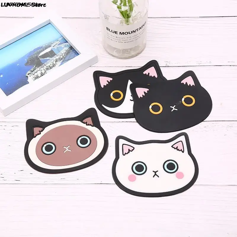 1PC Cartoon Cat Kitchen Tableware Mats Silicone Waterproof Table Placemat Heat Insulation Non-Slip Bowl Pads Coffee Coasters