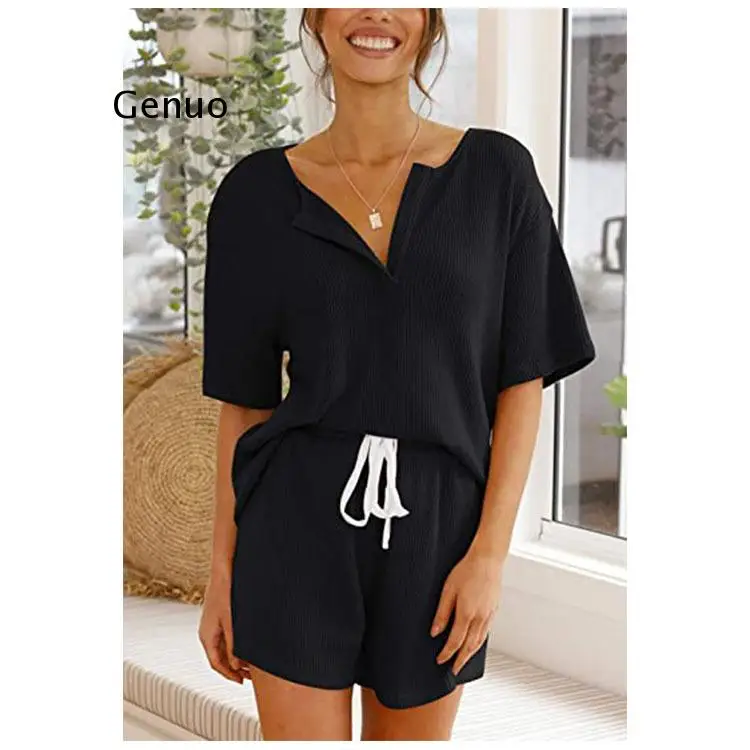 Loungewear Women Short Set Casual Summer Beach Tracksuit Tank Top High Waist Booty Shorts Two Pieces One Suit