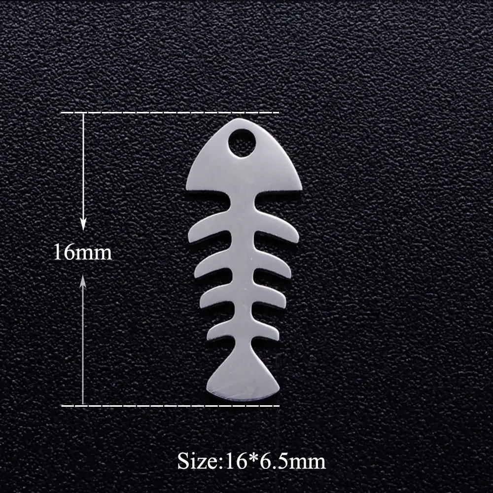 10pcs/lot Fish Bone Stainless Steel DIY Charm Wholesale Jewelry Making Charm Jewelry Finding Supplies Factory Sale Never Tarnish