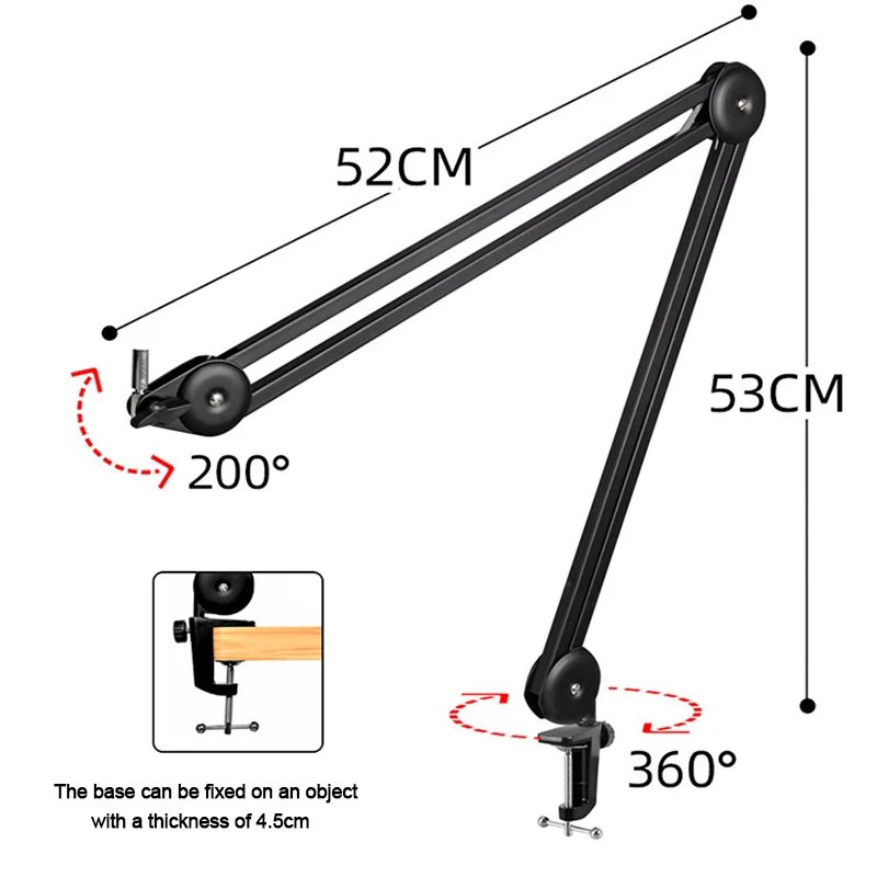 Microphone Boom Arm Stand Heavy Duty Adjustable Suspension Scissor Spring Built-in Mic Stand For Blue Yeti Blue Snowball Bracket