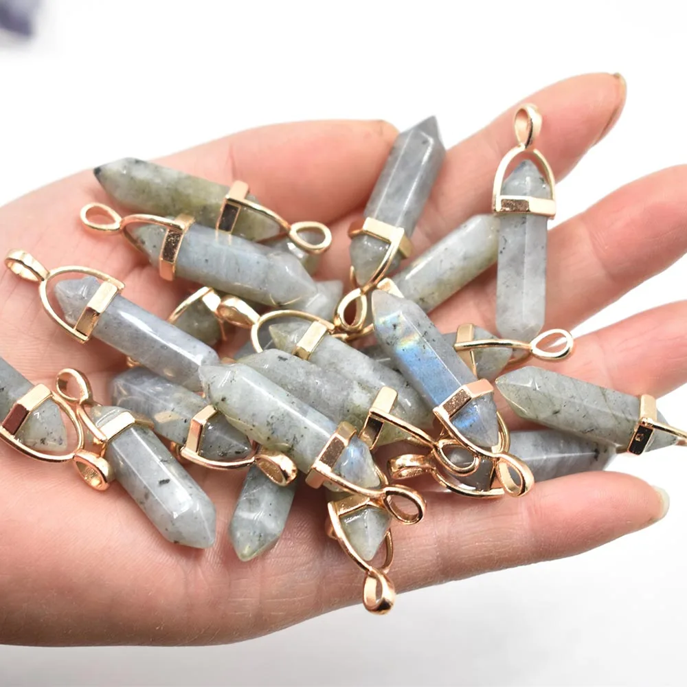 Mode-Bestseller: Naturstein-Mischanhänger, hexagonale Heilungs-Reiki-Anhänger für die Schmuckherstellung, 24 Stück/Lot, Großhandel – Detail 15