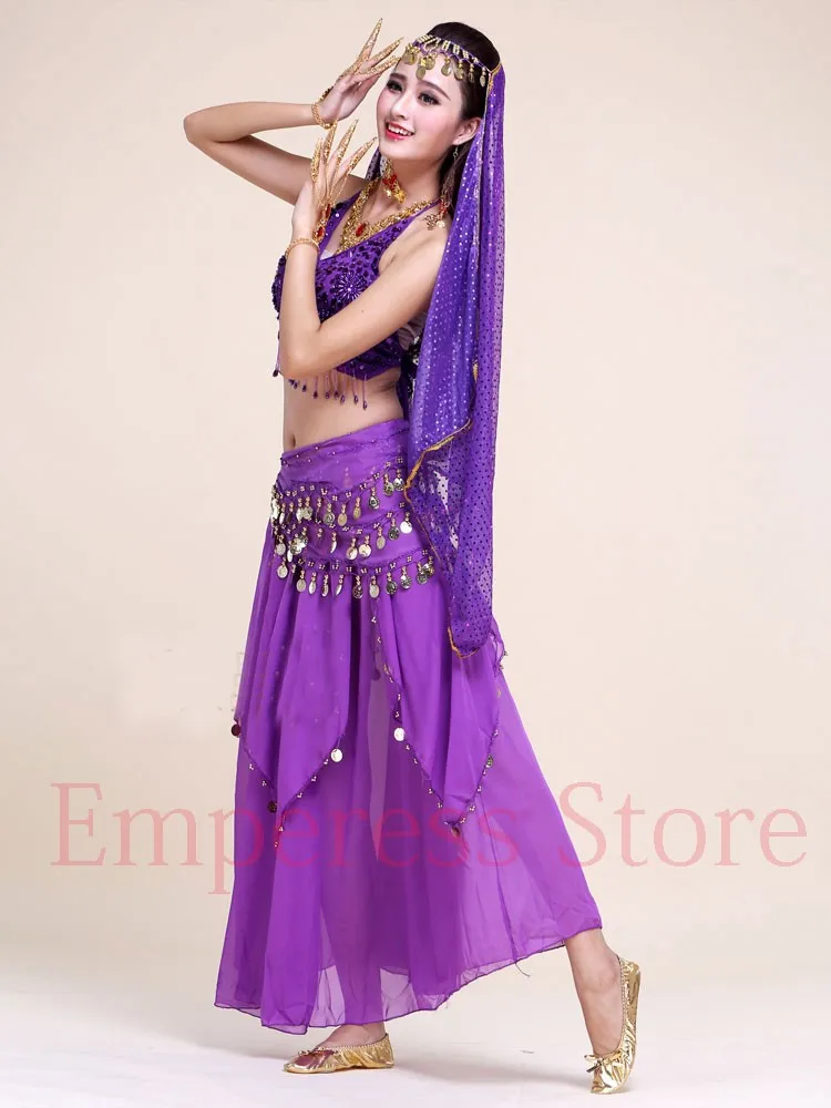 4pcs/Set Professional Oriental Dance Costumes Women Indian Costume for Oriental Bellydance Tribal Belly Dance Costume Set Skirt