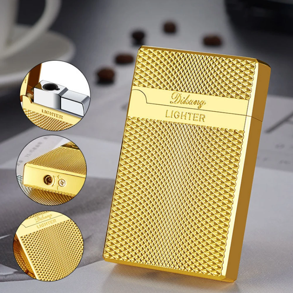 100% New vintage Blue Flame Butane Turbo Lighter Metal Bright Sound Gas Lighters Windproof For Cigarette Smoking Accessories