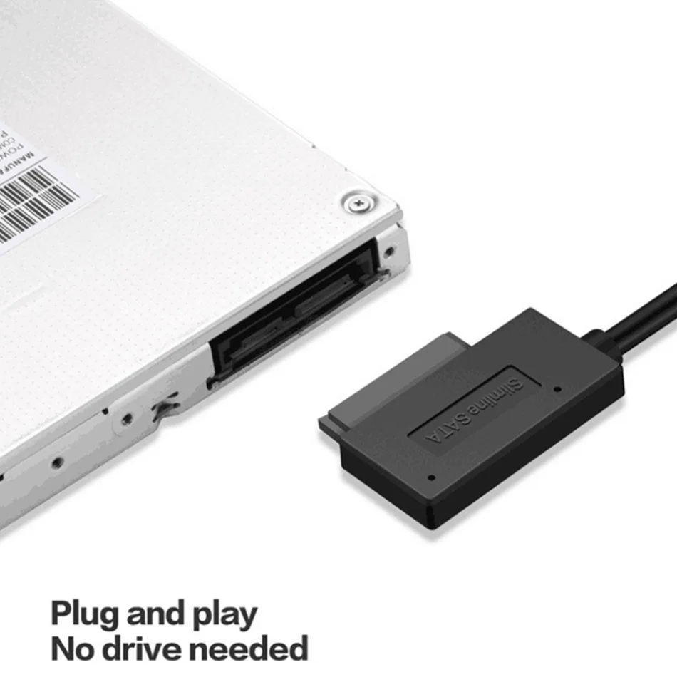 WvvMvv-Adaptador USB 2,0 a Mini Sata II, Cable convertidor de 7 + 6 13 pines para ordenador portátil, CD/DVD ROM, convertidor de unidad Slimline, HDD Caddy