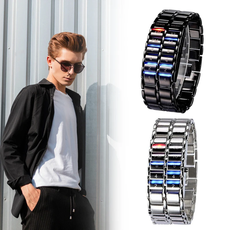 Men's Binary LED Digital Quartz Wrist Watch Father's Day Fashion Creative Gift LL@17