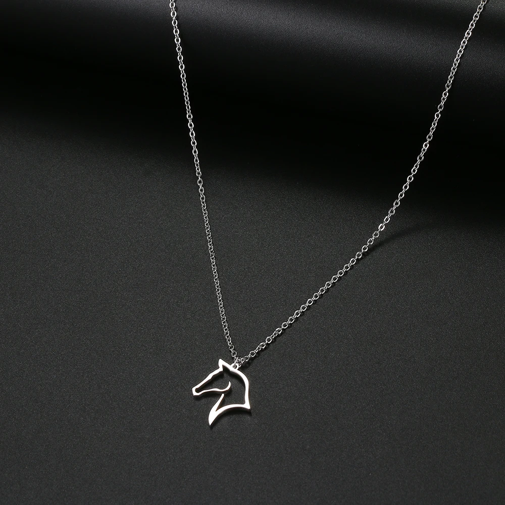 Stainless Steel Necklaces Horse Gift For Horseback Riders Cute Outline Pendant Chain Necklace For Women Jewelry Girls Best Gift