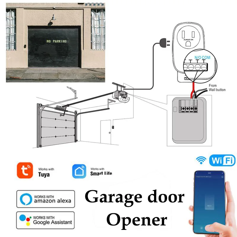 Tuya Garage Door Opener Wifi GPS Sensing Electric Door Switch Controller Work With Alexa Echo Google Smart Life IFTTT Smart Home