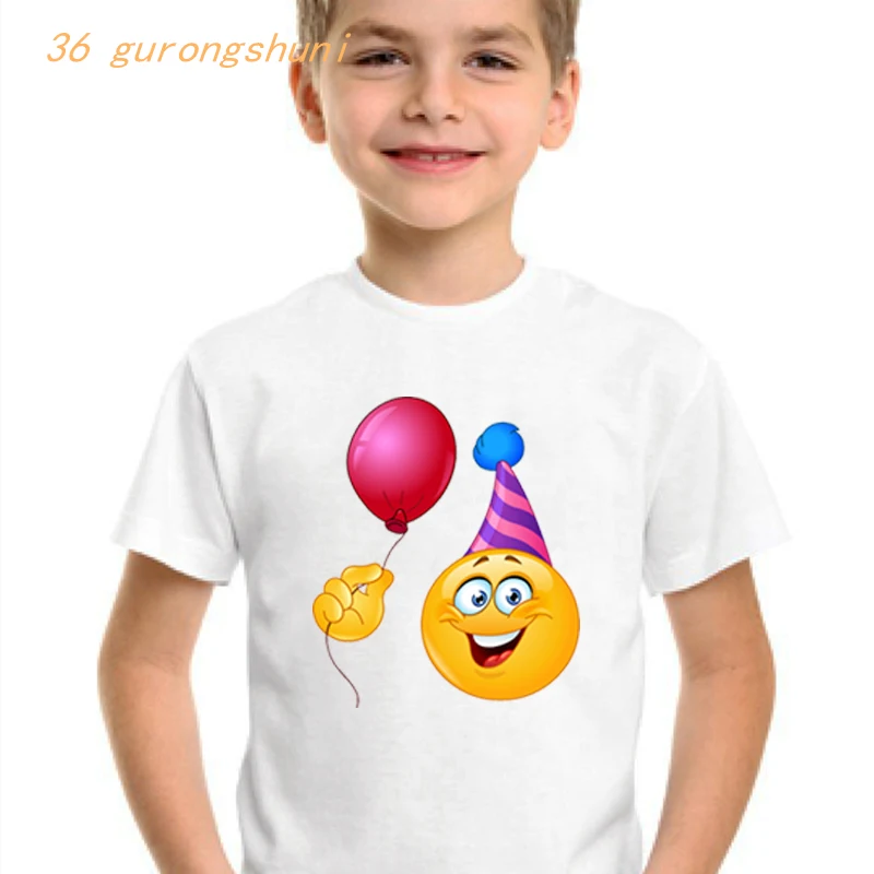 cartoon t shirt for girls tshirt children clothing girl t-shirt birthday present kids clothes boys  balloon graphic t shirts