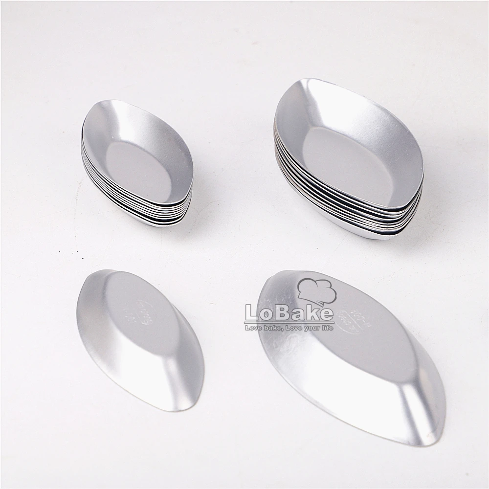 10pcs/lot 4 designs flat fluted boat aluminium tart mold egg tarts holders mini cake mould jelly pudding molds DIY bakery tools