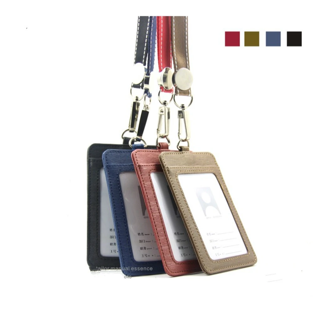 

High-grade Pu Card Holder Staff Identification Card Neck Strap with Lanyard Badge Neck Strap Bus Id Holders