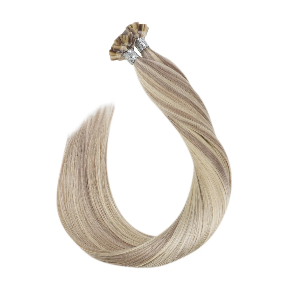 Ugeat Flat Tip Hair Extensions Menselijk haar Fushion Remy-haar 14-24 "50 strengen/pak Natuurlijke rechte keratine haarextensies - afbeelding 2