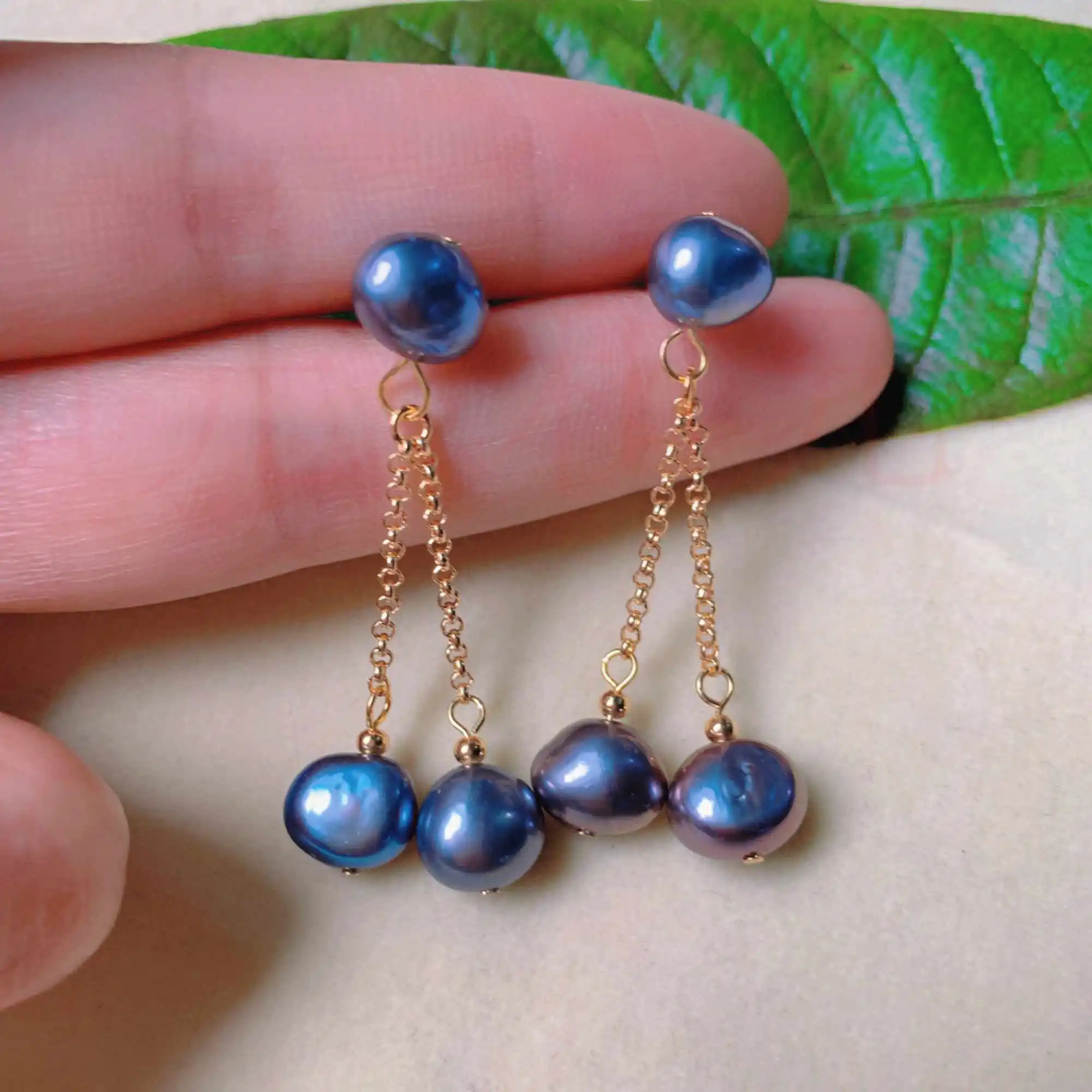 Natural freshwater baroque pearl 18k gold earrings gift Ear stud Party Holiday gifts Aquaculture Wedding